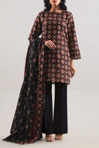 SAYA | Black | U04-25598-01A Cotton Khaddar