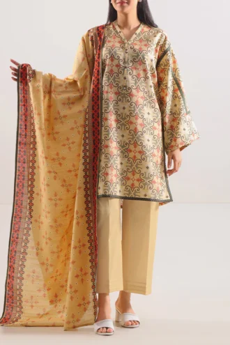 SAYA | Cream | U04-25598-07A Cotton Khaddar