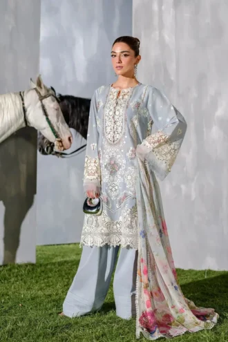 Grey Colour Lawn EMB | SI-F-24